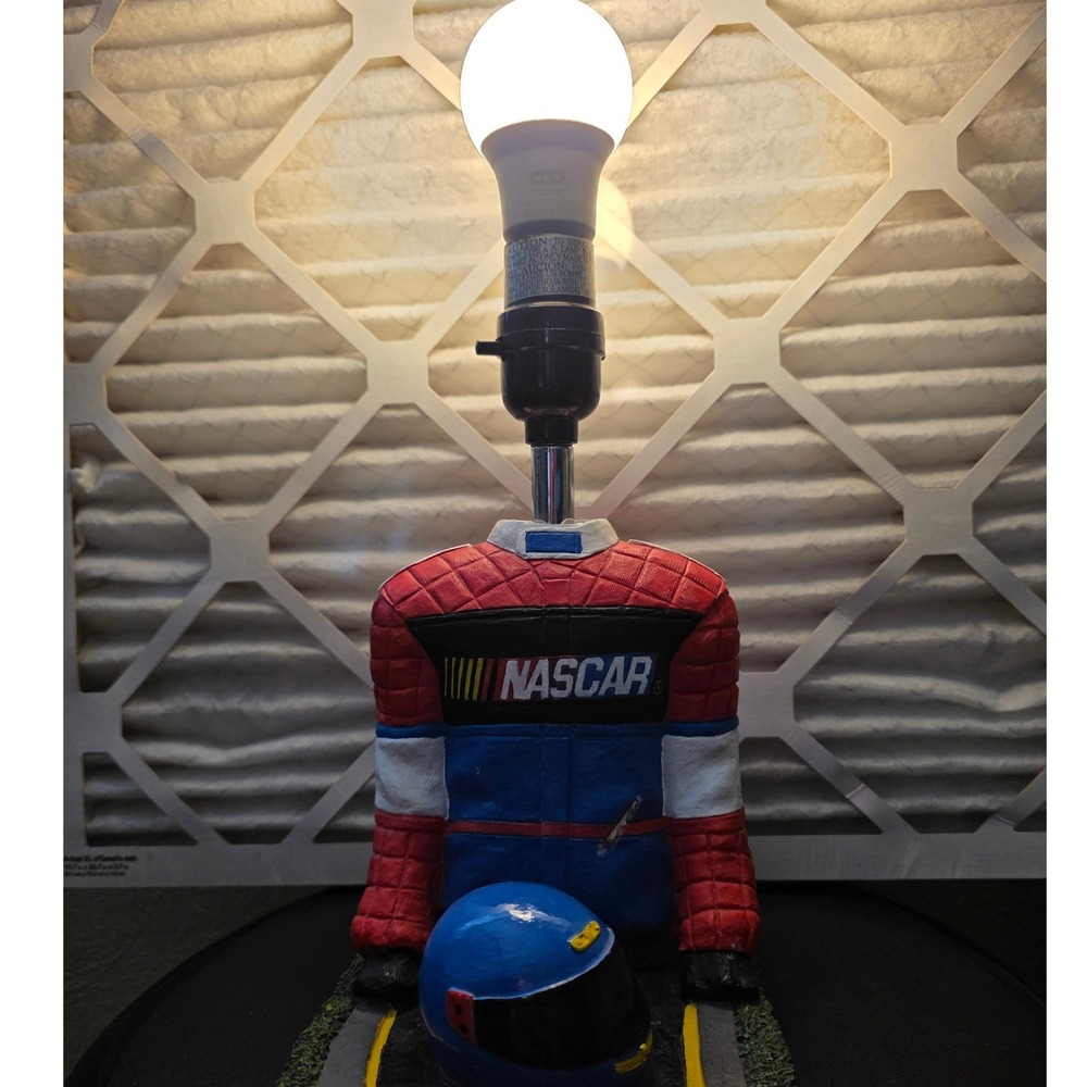 Vintage 1999 NASCAR Racing Suit Helmet Table Lamp Resin/ceramic Sports Decor boy